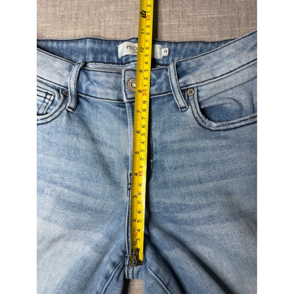 Hidden Jeans High Rise Wide Leg Distressed Light Wash Denim HD9416D-M Size 24 - Picture 9 of 11